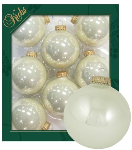 Krebs Glas Lauscha - Weihnachtsdekoration/Christbaumschmuck aus Glas - Perlglanz - Menge: 8 Stück - Farbe: Perlmutt - Größe: ca. 7 cm