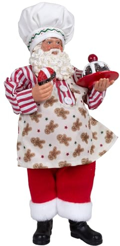 Christmas Paradise Weihnachtsmann Bäcker stehend 28cm Santa Dekofigur rot
