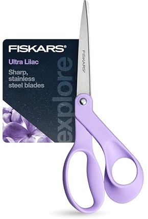 Fiskars Ultra Lilac Scissors, Explore Design Collection, High-Grade Stainless Steel Blades and Ergonomic Handles for Arts and Crafts