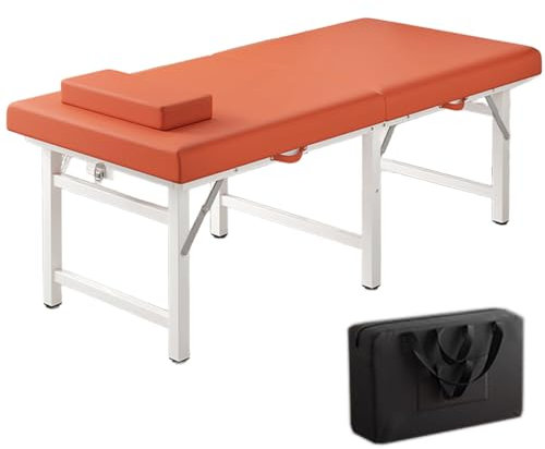Tattoo Liege Klappbar Massageliege Aus Verstärktem Kohlenstoffstahl Zusammenklappbar und Ohne Installation Kosmetikliege mit Oxford-Handtasche, 5 Farben(Orange,185 * 70 * 60cm)