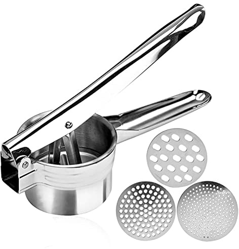 Steel Potato Presser - Potato Masher | Steel Potato Ricer Press | Potato Ricer Stainless | Stainless Steel Potato Ricer | Detachable Masher Kitchen Tool Food Press With Ergonomic Comfort Grip | Commer