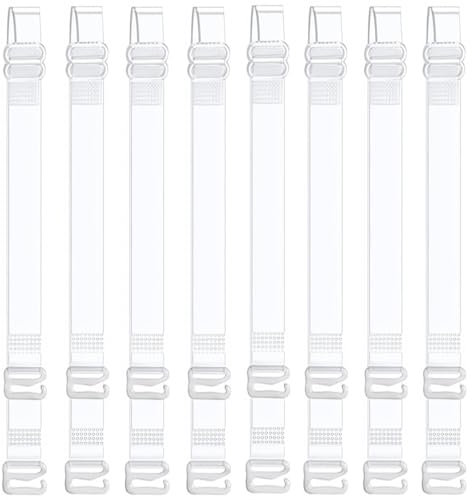 SHOCHX Clear Bra Straps, 4-Pairs Invisible Adjustable Shoulder Strap, Non-Slip Max Length 65cm Bra Straps for Strapless Bra (Clear Bra Straps-12mm)