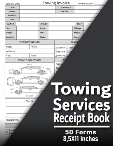 Towing Services Receipt Book: 50 Professionally Designed Tow Truck Invoices & Work Orders – 8.5 × 11 Logbook for Transport, Roadside Assistance & Tow Service Providers