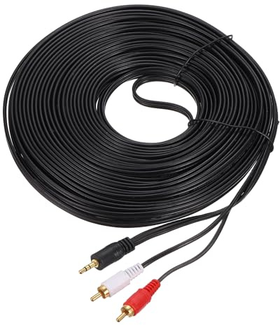 sourcing map Câble TRS mâle 3,5 mm plaqué or vers prise jack 2 RCA, noyau en cuivre de 20 m, câble auxiliaire en PVC pour transmission du son haute fidélité vers TV, amplificateur, haut-parleur