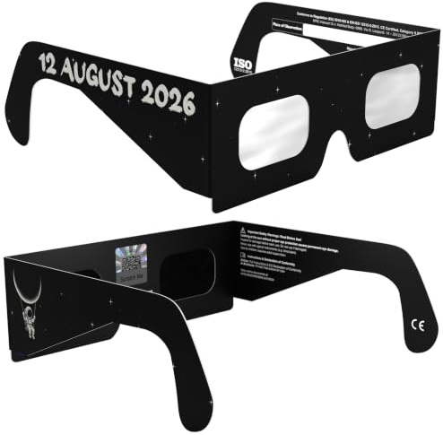 Absolute Eclipse Sonnenfinsternis Brille 2026 zum Sehen der Sonnenfinsternis - ISO 12312-2 CE Zertifiziert - 12. August 2026 - Erwachsene Kinder - EU Hersteller Anerkannt AAS - 55+ Designs