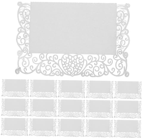 NUOBESTY 50 Piezas Tarjetas de Asiento Huecas Forma de Corazón Tarjetas para Eventos y Números de Mesa para Cenas Etiquetas Blancas para Bodas Recepciones y Decoración Elegante