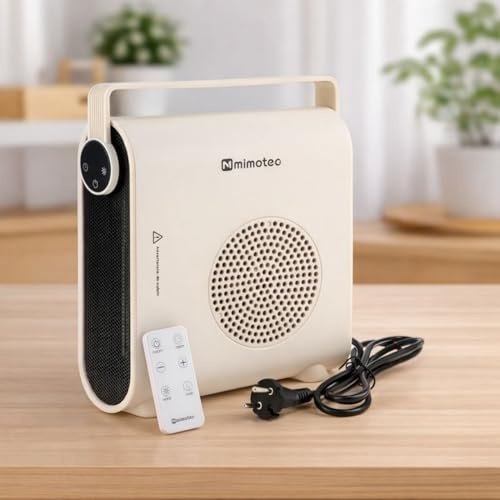 M Mimotec White Hearth Keramik-Heizlüfter, 2000 W, 3 Modi (Ventilator/niedrig/hoch), einstellbarer Thermostat, leise <60 dB, mit Fernbedienung, Timer und Kippschutz