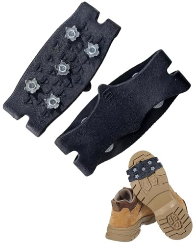 1 Paar Spikes für Schuhe Winter, Schuhspikes Schnee und EIS Anti Rutsch, Spikes Schuhe Schuhkrallen mit 5 Zähne, Schuh Spikes Grödel Steigeisen Klampen Eisspikes,Silber-schwarz für Schuhe