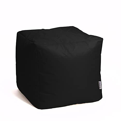 Avalon - Pouf Poggiapiedi CUBO Jive, Puff Poggiapiedi Divano quadrato, Pouffe Imbottito in Tessuto Tecnico Resistente e Antistrappo, Comodo e Impermeabile, Made in Italy (45cm-Nero)