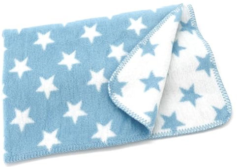 heimtexland Couverture super douce pour bébé - Motif étoiles - Bleu clair - 75 x 100 cm - En coton certifié Öko-Tex - Type 526