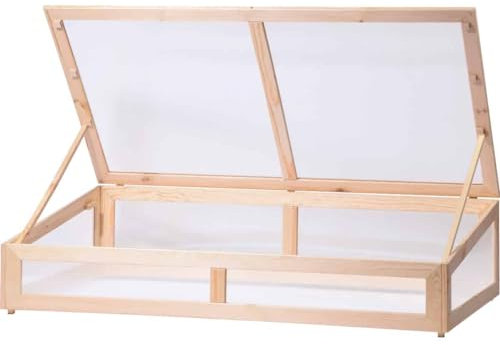 dobar® 58402FSC Frühbeet-Aufsatz | Anzucht Aufsatz für Hochbeete oder Gartenboden | Anzuchtkasten Massivholz | Frühbeet-Kasten für Gemüse/Salate/Beeren | Gewächshaus | 128 x 67 x 31,5 cm | Natur