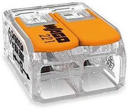 Wago 221-612 2 Core Connection Terminals with Actuating Lever 0.5-6mm Small Clear Design (Pack of 30)