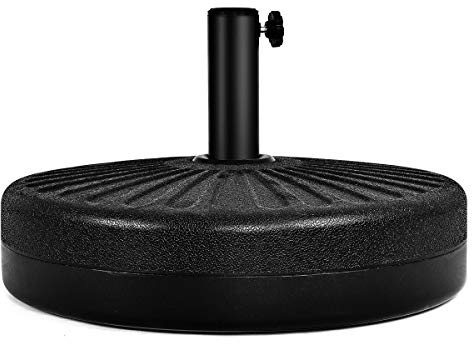 GOPLUS Schirmständer für Schirmstöcke 38mm / 48mm, Sonnenschirmständer befüllbar mit 23 L Wasser / 24 kg Sand, Schirmgewicht mit Griff, Sonnenschirm Ständer φ 51cm, HDPE, schwarz