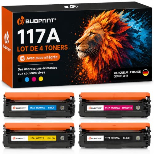 Bubprint 4 Toner kompatibel mit HP 117A Schwarz Cyan Magenta Gelb | W2070A W2071A W2072A W2073A, passend für Color Laser 150a 150nw MFP 178nw 178nwg 179fnw 179fwg