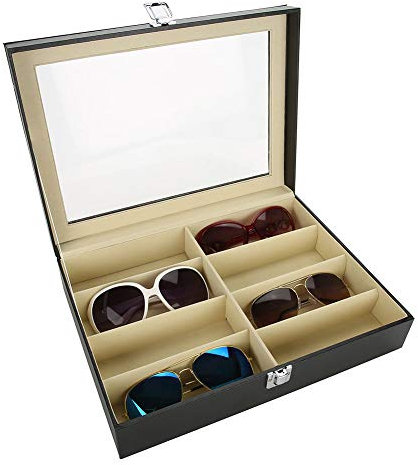 Aufbewahrungsbox für Brillen, PU-Leder, Badezimmer-Zubehör, Kosmetik-Organizer, Organizer für 8 Fächer, Sonnenbrillen, Brillen-Aufbewahrung, Schaukasten, Brillen-Aufbewahrungsbox