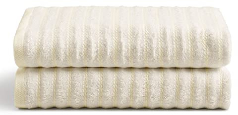 Cosy House Collection Luxury Rayon Derived from Bamboo Blend 2-Pack Towel Set - Ultra Soft, Absorbent and Quick Drying - Plush Cotton Hotel Spa Quality - 27 x 54 (Bath Towel, Ivory)