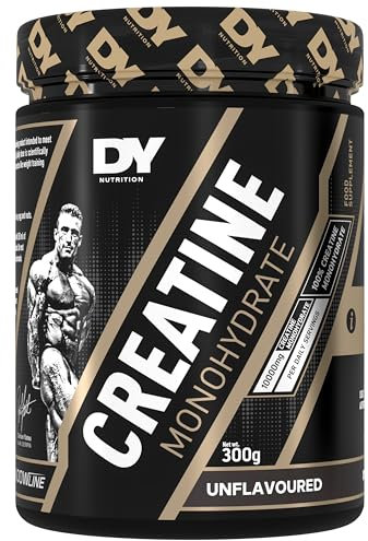 DY Nutrition Pure Creatine Monohydrate Powder 300 g, Unflavoured x60 Servings, 2 Month Supply – Increases High Intensity Performance. Gluten Free, Vegan Friendly Supplement