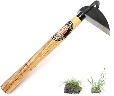 Elegital Kana 217 Outil de jardinage japonais – Binette à main/faucille parfaite pour désherber et cultiver Le bord de la lame est très tranchant (Beige-007)