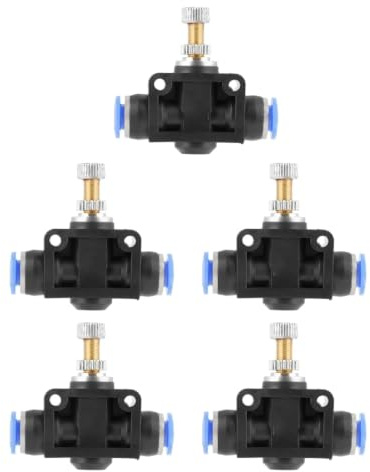 5 Stück 6 mm Pneumatisches Luftventil Armaturen Durchflussminderer Luftstrombegrenzer Durchflussgeschwindigkeitsregler Schnellkupplung Rohr Drosselklappe
