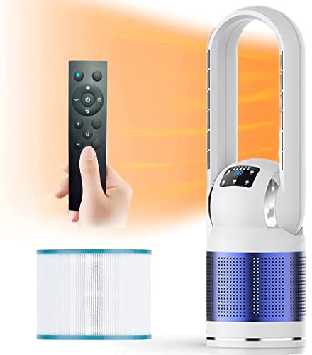 Ventilateur tour chaud et froid avec filtre,ventilateur domestique sans lame,ventilateur de chauffage 2000W,8 vitesses,minuterie 8h,affichage LED,ventilateur incliné oscillant à 80° avec télécommande