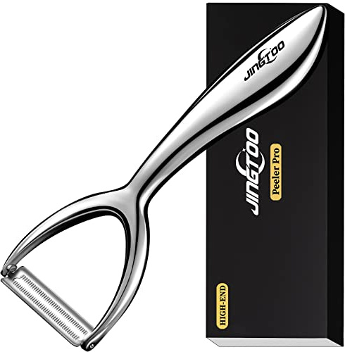 JINGTOO Premium Vegetable Peeler Stainless Steel，Ultra Sharp Potato Peelers, Fruit Veggie Peeler Swivel Blade, Y Shaped Apple Carrot Peelers for Kitchen Ergonomic Handle - 5 Years Warranty (Serrated)