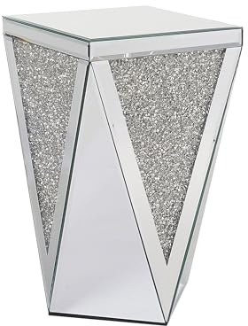 Beliani Verspiegelter Beistelltisch Glamour Silber Luxey