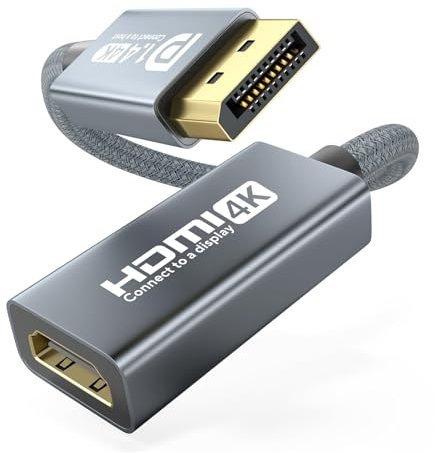 OHBUYAGN 4K DisplayPort to HDMI Adapter 4K@60Hz, Display Port to HDMI 0.2M, Uni-Direction DP to HDMI Adapter, Compatible with PC, Laptops, Desktop, Tablets, or Display Port docking stations