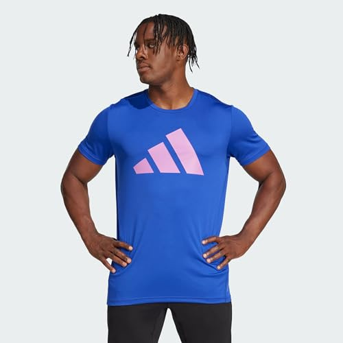 adidas För Män Run It Stripes Tee, semi lucid blue, M