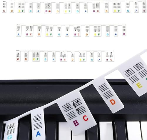 88 Key Full-size Piano Notes Detachable Piano Keyboard Note Guide Keys Colored Letter Label Accessories Music Note, Piano for Beginners to Learn Accessories for Boys and Girls