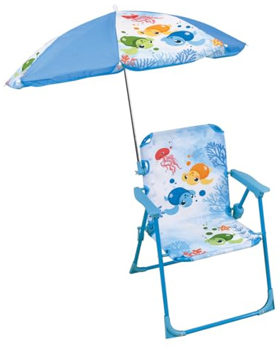 Fun House Niño 713516 MA - Silla Plegable para Tortuga (H.53 x 38,5 x 37,5 cm, con sombrilla Ø65 cm, Color Azul