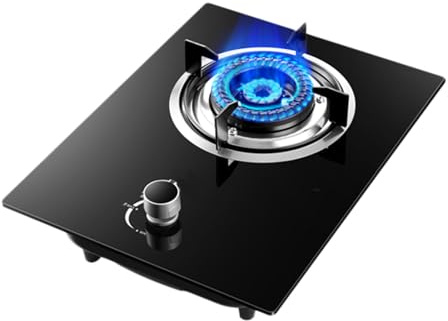 BZJPRFC Cuisinière À Gaz 1 Brûleur, Grand Brûleur Wok À Anneau De Feu De 4,5 KW, Comptoir en Verre Trempé Noir for La Cuisson, avec Protection Contre Les Flammes (Size : LPG)