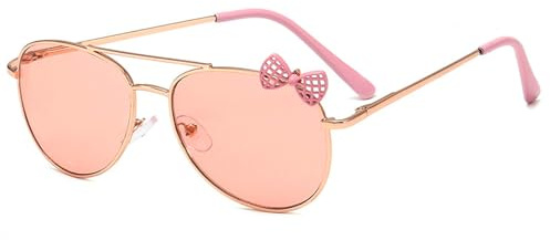 Hifot Sonnenbrille Kinder für Mädchen, Kinder Pilotenbrille mit Edelstahl Metall Gestel Kleinkind Sonnenbrille Sonnenbrillen 3-12 jahre