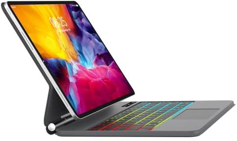 Funda para iPad Air de 11 pulgadas (M2) con teclado 2024 - Magic Keyboard iPad Pro 11 4ª/3ª/2ª/1ª generación - Retroiluminación de colores arcoíris - Trackpad multitáctil - Funda de teclado con cierre