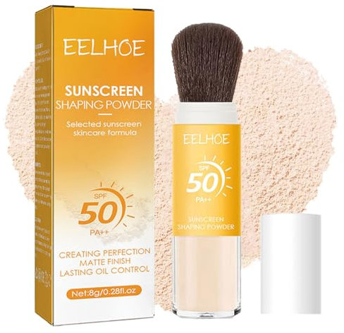 Baorder Minerale SPF 50 PA++ Polvere Solare in Crema Con Olio Di Controllo, Finitura Opaca Naturale, Traspirante Leggera Duratura Con Pennello (1, 8g)