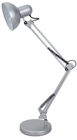 SSNCcNC Silber, Retro Schreibtischlampe Amerikanischen Arbeitslampe Gelenkarm Verstellbare 360° Tischleuchte Tischlampe Büro Leselampe Metall E27 Fassung Arbeitsplatzleuchte