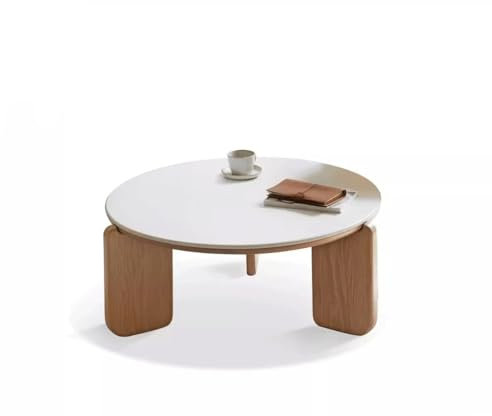 KHYTEBV Sofa-Beistelltisch, Couchtisch aus massivem Holz, nordischer Wohnzimmer-Sofa-Beistelltisch, Rock Plate, runder Teetisch, Kleiner Apartment-Teetisch, Couchtisch
