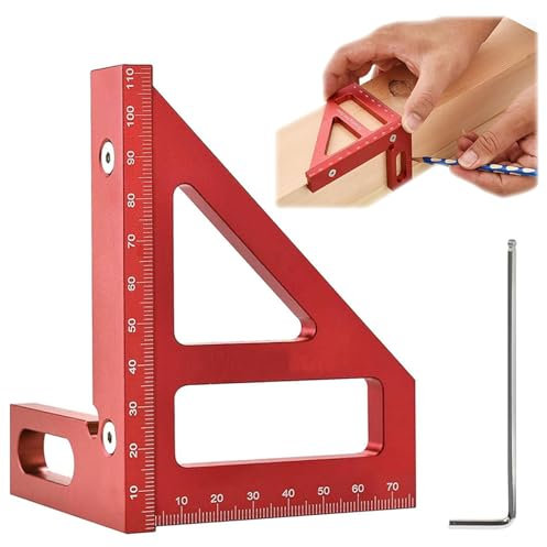 Tkxjry Strumenti di misura per la lavorazione del legno, Calibro Quadrato In Lega di Alluminio, strumento di misurazione angolare,Goniometro Quadrato,Woodworking Righello di misurazione multiangolo 3D