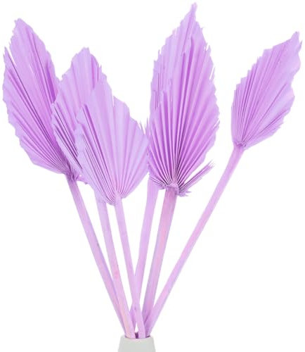 M METERXITY 6 Feuilles de Palmier Séchées 13.7X3.9 Feuilles de Palmier Réelles Séchées Naturelles en Vrac pour Décorations de Bouquets Boho Feuille de Palmier Séchée avec Tige [Violet]