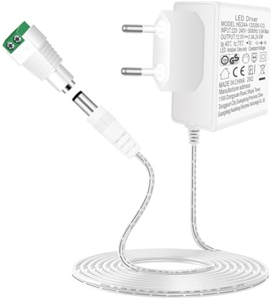 12V 2A Netzteil, AGOTD 24W Transformator AC 220-240V zu DC 12Volt Trafo, 12 Volt DC Power Supply für LED Streifen (Weiß)