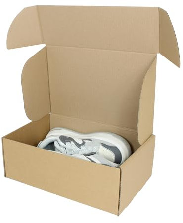 SelfHold Cardboard Shoe Boxes - Ideal For High Heels, Kids, Adults, Boots (Pack of 10, 350 x 230 x 130mm) (Shoes & Heels)