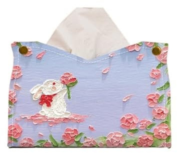 GLigeT Taschentuchhalter Taschentuchbox-Abdeckung, buntes Ölgemälde, PU-Leder, Taschentuchhalter, Büro-Taschentuch-Abdeckung, Serviettenspender-Halter for Zuhause und Büro Kosmetiktücherbox(Purple)