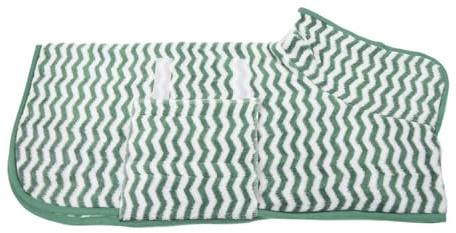Hixingo Hundebademantel für Kleine Große Mittelgroße Hunde, Extra Saugfähig Hunde Bademantel Mikrofaser mit Klettverschluss Und Verstellbarem Gummizug (M,Grün Gestreift)