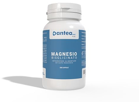 Magnesio Bisglicinato 200 Capsule - Alta Biodisponibilità, 400mg di Magnesio Elementare per Dose - Senza Effetti Lassativi, Supporto Muscolare e Nervoso - Vegan & Made in Italy - anteaMED Pure