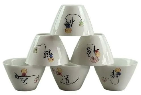 Optxzn Tasse à thé en céramique Dehua, Petite Tasse Simple, Service à thé Kung Fu, 6 Tasses à thé Pu'er en Porcelaine Blanche, Usage Domestique