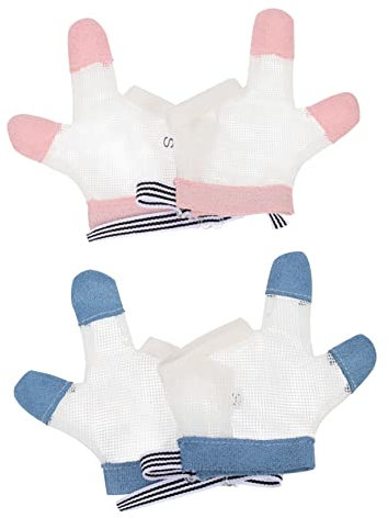 QUMIIRITY 2pairs Bite Finger Gloves for Boy Girl Breathable Protective Gloves to Stop Thumb and Finger Sucking for Sleep Training Random Color