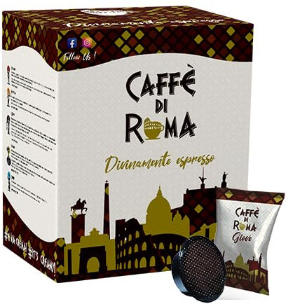 100 Capsule CAFFE DI ROMA Miscela GIOVE Crema Intensa Compatibili con A Modo Mio - Corposo e Cremoso - 100 Capsule Compatibili con le Macchine ad uso domestico Lavazza* A Modo Mio* -