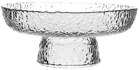 Zerodeko Hammered Glass Decorative Food Storage Tray High Foot, Party Snacks Plate and Candy Serving Platter for Living Room and Wedding Display,