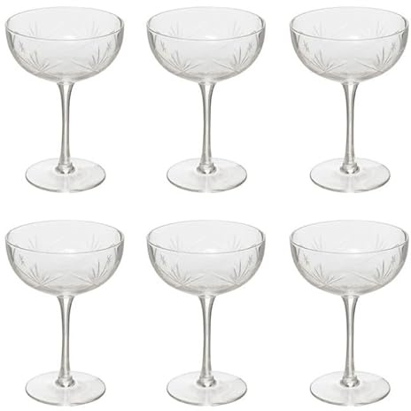 Paris Prix Secret de Gourmet - Lot de 6 Coupes à Champagne Design Victoria 28cl Transparent