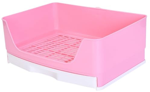 BESPORTBLE Lettiera per Conigli in Plastica Rosa, Vasino Igienico Antiodore e Antispruzzo, per Gabbie di Coniglio e Criceto in Soggiorno o Giardino