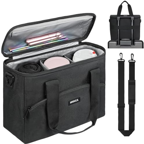 Reusable 3-Cup Drink Carrier for Delivery – Insulated, Collapsible & No-Spill Beverage Bag with Handle, Shoulder & Luggage Strap, Adjustable Divider & Reinforced Bottom for Travel, Car, Takeout
